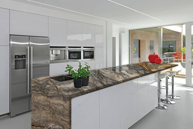 Example of a minimalist kitchen design in Philadelphia