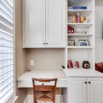 White Multi-Purpose Bar Desk Entertainment Center and Cabinet Seating Area