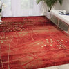 Nourison Somerset St74 Floral Rug, Flame, 5'6"x5'6" Round