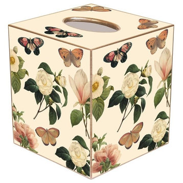 TB1118 - Floral 1 on Ivory Tissue Box Cover