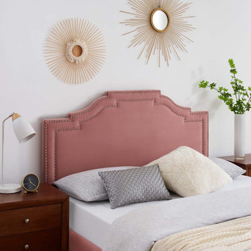Headboard, King Size, Velvet, Pink, Modern Contemporary, Bedroom Master Suite