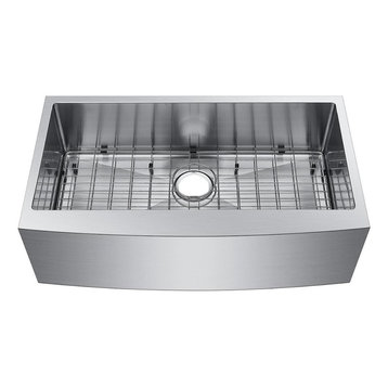 30" Farmhouse Apron Single Bowl 304 16 Gauge Kitchen Sink With Grids