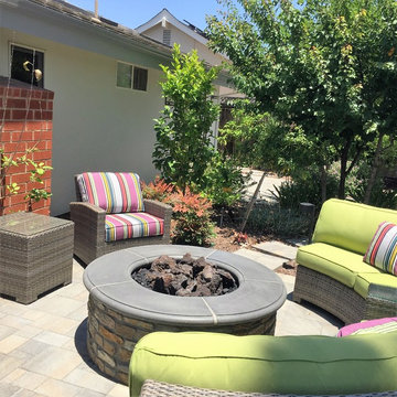 Lawn reduction with entertaining areas