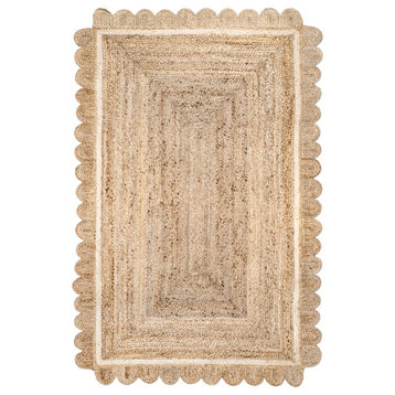 nuLOOM Tera Petals Braided Jute Area Rug, Ivory, 5' X 8'