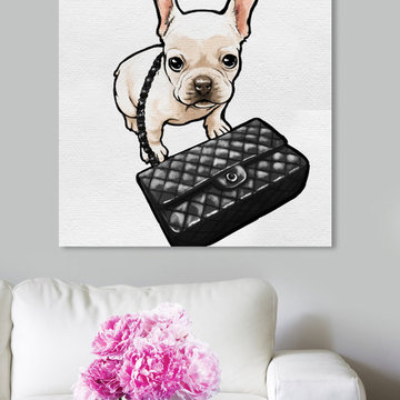 Oliver Gal 'Classy Frenchie Black Bag' Canvas Art