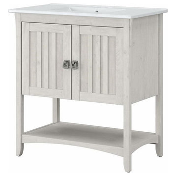 Bush Salinas 32"W Engineered Wood Bathroom Vanity Cabinet in Linen White Oak