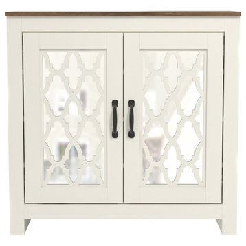 Heron 30.9"x30.2" 12 Pairs Shoe Cabinet, Ivory With Knotty Oak