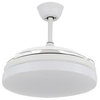 42" Reversible Ceiling Fan with Retractable Blade and Led Light 36W, White, 42"