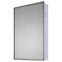Euroline Medicine Cabinet, 16"x26", Annealed Stainless Frame, Flush Mounted