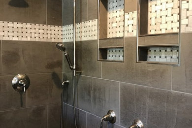 Example of a transitional master bathroom design in Other