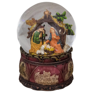 5.75" Holy Family Nativity Scene Christmas Water Snow Globe