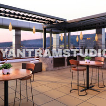 3d interior modeling  of Modern Terrace Restaurant design by architectu
