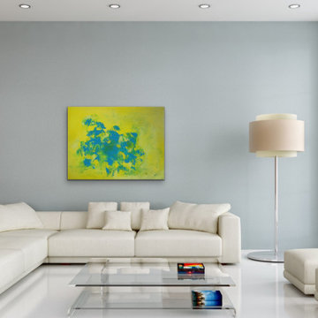 large lemon green teal abstract art Modern Contemporary Paintings for Family Roo