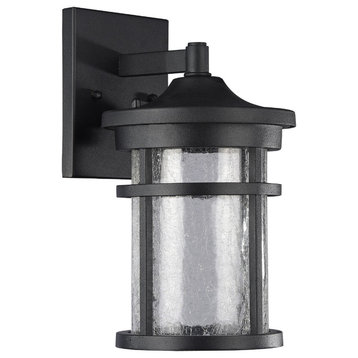 Frontier Transitional LED Textured Outdoor Wall Sconce, Black, 11" Height