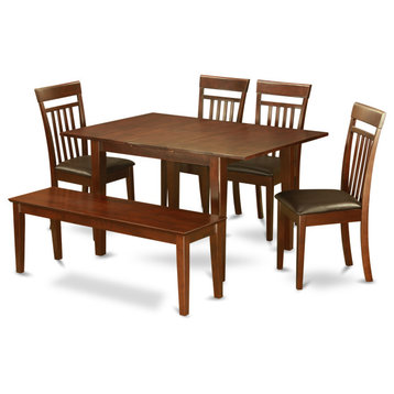 6-PieceDining Room Set With Bench -Small Table With 4 Dining Chairs And Bench