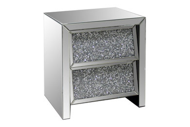 2-Drawer End Table, Crystal Mirror