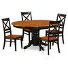 East West Furniture Avon 5-piece Wood Chairs and Dining Table in Black/Cherry
