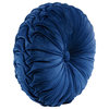 Round Pleated Soft Velvet Decorative Pillow Navy Single 15"