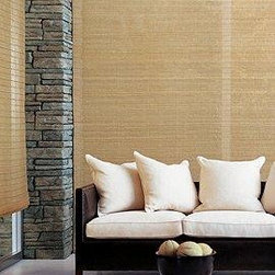 Grass Weave Shades In Living Room - Window Treatments