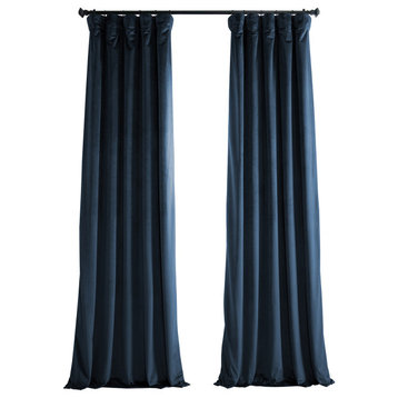 Heritage Plush Velvet Curtain Single Panel, Eternal Blue, 50"x108"