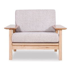 Japan Solid Oak Single Seat Sofa - Custom Fabric Choice - by Bent Design Studio - Sofas