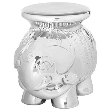 Safavieh Ceramic Elephant Stool, Silver