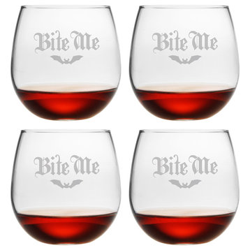 "Bite Me" Stemless Wine Glasses, Set of 4