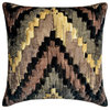 Brown Velvet Chevron, Painted and Quilted 20"x20" Throw Pillow Cover Zidan