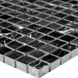 5/8 x 5/8 Marble Mosaic TilesNero Marquina Black Marble 5/8x5/8 Mosaic Tile Poli - Home Accessories & Decor