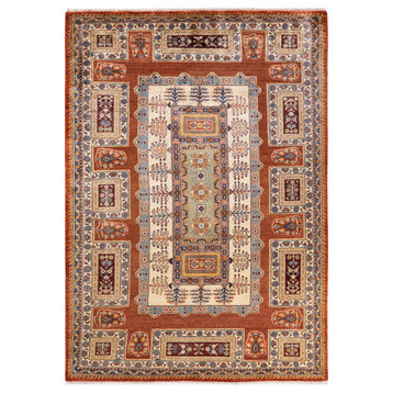 Tribal, One-of-a-Kind Hand-Knotted Area Rug Orange, 6'10"x9'8"