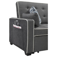 Austin Gray Fabric Sleeper Sofa with 2 USB Charging Ports and 4 Accent Pillows