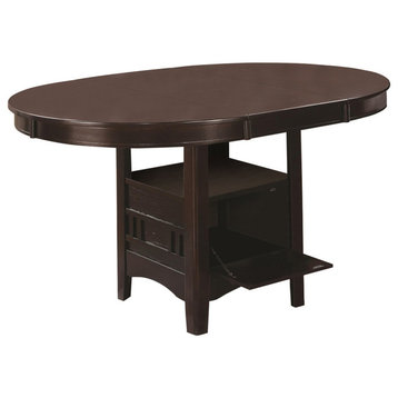 Benzara BM69083 Wooden Dining Table With Storage Compartment, Espresso Brown