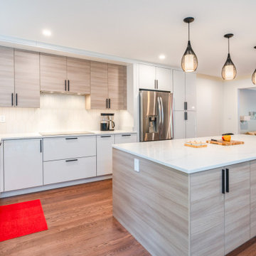 Glossy White & Natural Wood Kitchen Transformation