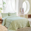 Tatami Quilted Faux Fur Bedspread Set, Light Green, King