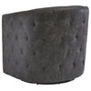 Benzara BM231371 31" Barrel Back Leatherette Swivel Accent Chair, Black