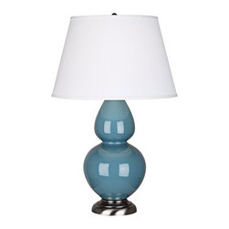 Robert Abbey 31" Steel Blue Ceramic and Silver Table Lamp - Table Lamps