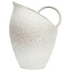 9 Inches 82-Ounce Textured Stoneware Pitcher, Reactive Glaze, White