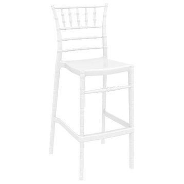 Home Square Chiavari 29.5" Outdoor Bar Stool in Glossy White - Set of 2