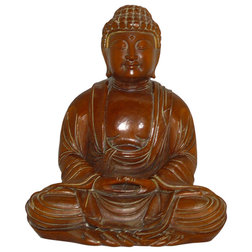 Asian Decorative Objects And Figurines Chinese Boxwood Sitting Buddha Meditation Statue 4"