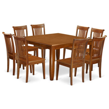 9 Pc Dining room set for 8-Kitchen Table with Leaf and 8 Dinette Chairs