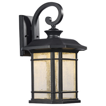 Franklin Transitional Led Textured Black Outdoor Wall Sconce, 17" Height