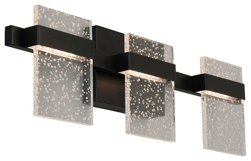 Madrona 3 Light LED Bath and Vanity Light Clear Seedy, Black