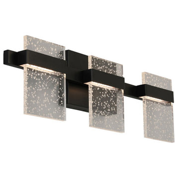 Madrona 3 Light LED Bath and Vanity Light Clear Seedy, Black