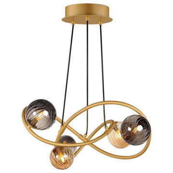 Planetary LED Chandelier in Gold