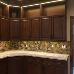 Colorful nature stone herringbone pattern backsplash - Products