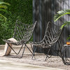 Danbury Outdoor Boho Modern Wicker Accent Chairs, Set of 2, Gray/Black