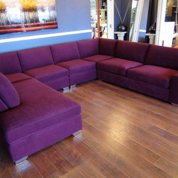 Custom Sectional Sof - Designer Fabric Red - Sofas