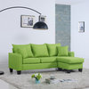 Modern Linen Fabric Small Space Sectional Sofa with Reversible Chaise, Green