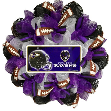 Baltimore Ravens Football Sports Wreath Handmade Deco Mesh