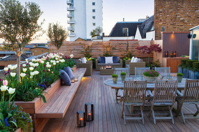 Inspiration for a rooftop deck in London.